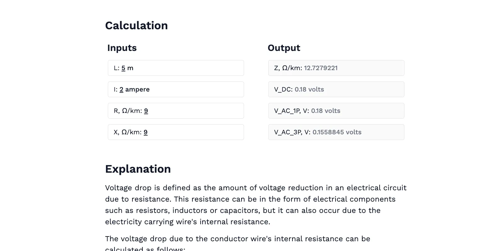 Wire Voltage Drop Calculator to AS/NZS 3008