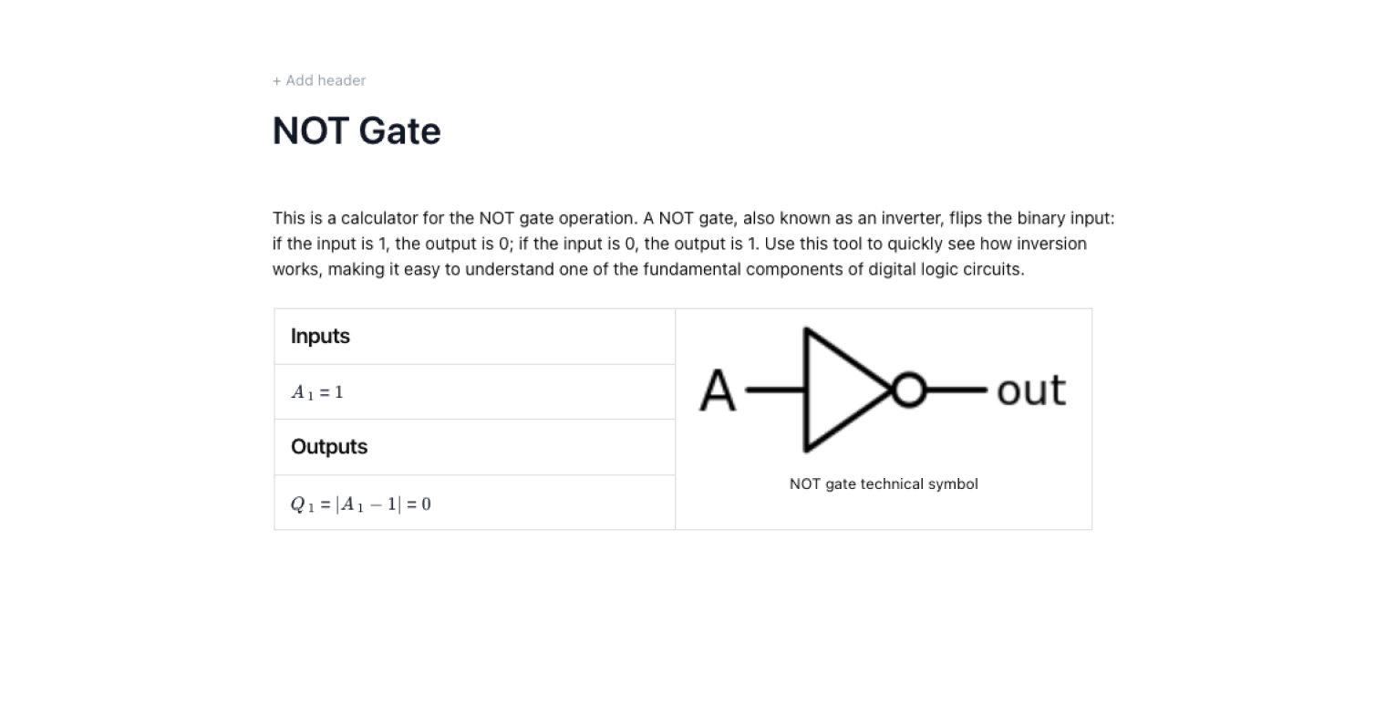 NOT Gates Calculator