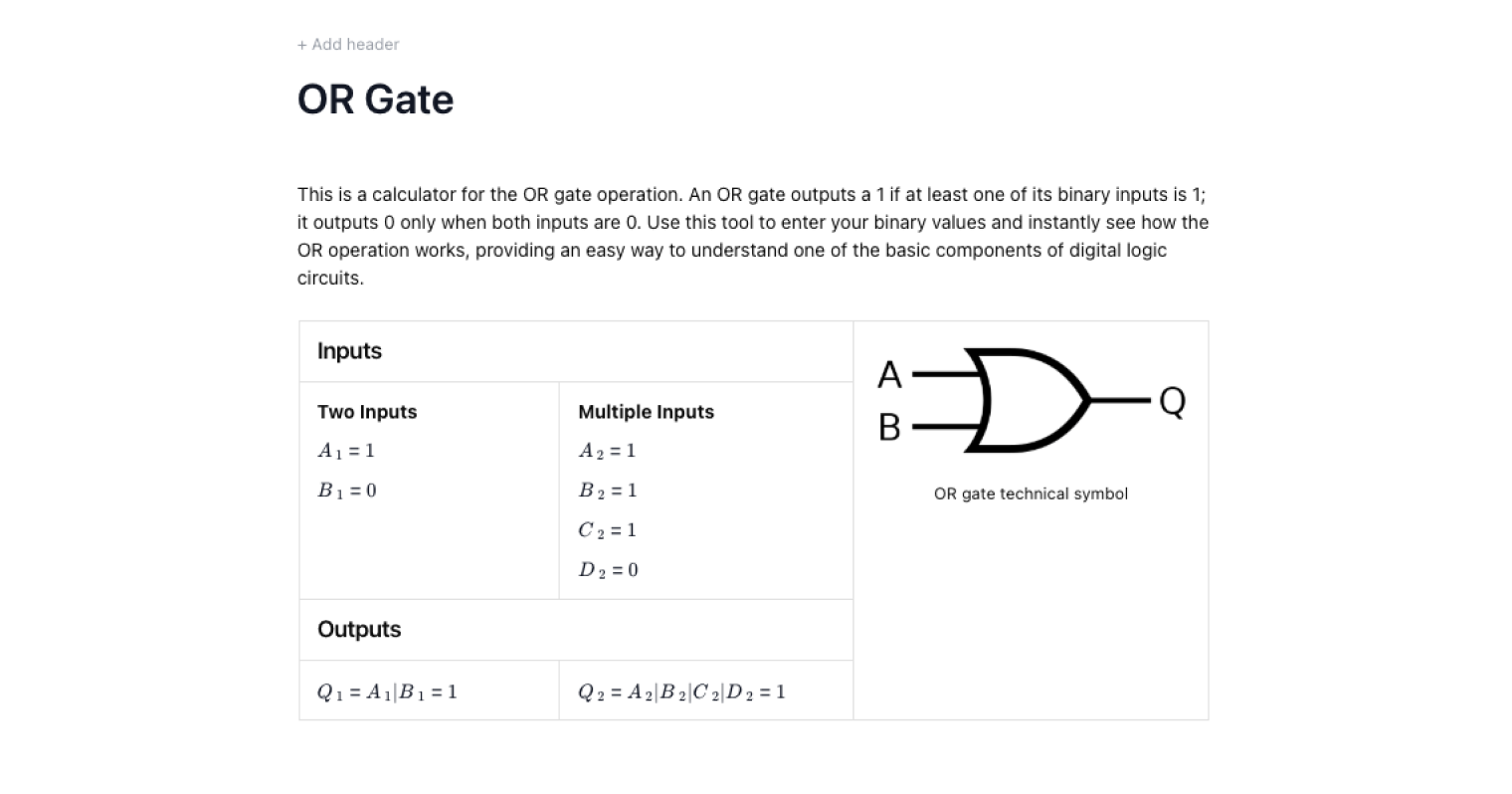 OR Gates Calculator