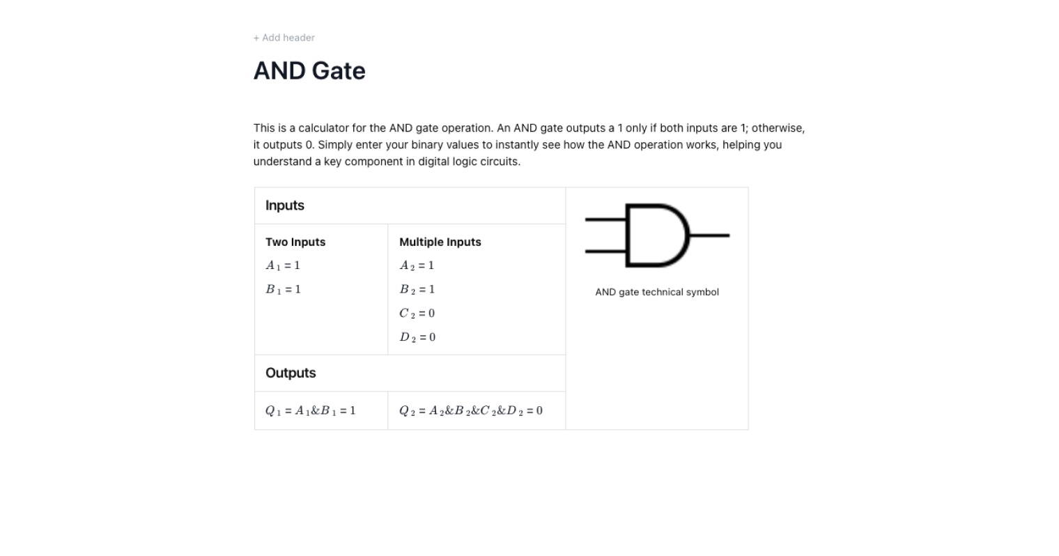 AND Gates Calculator