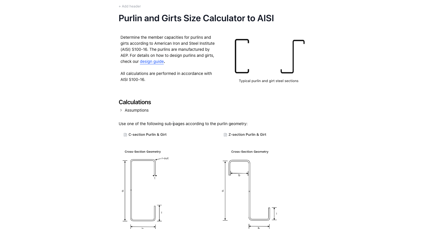 Purlin & GIrt Design Calculator