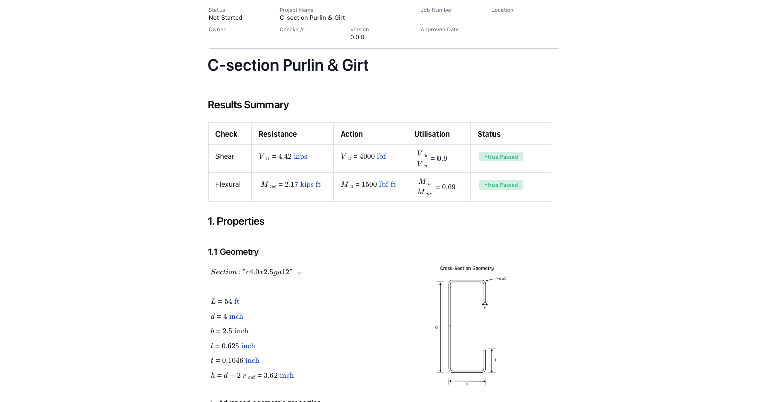 Purlin & GIrt Design Calculator