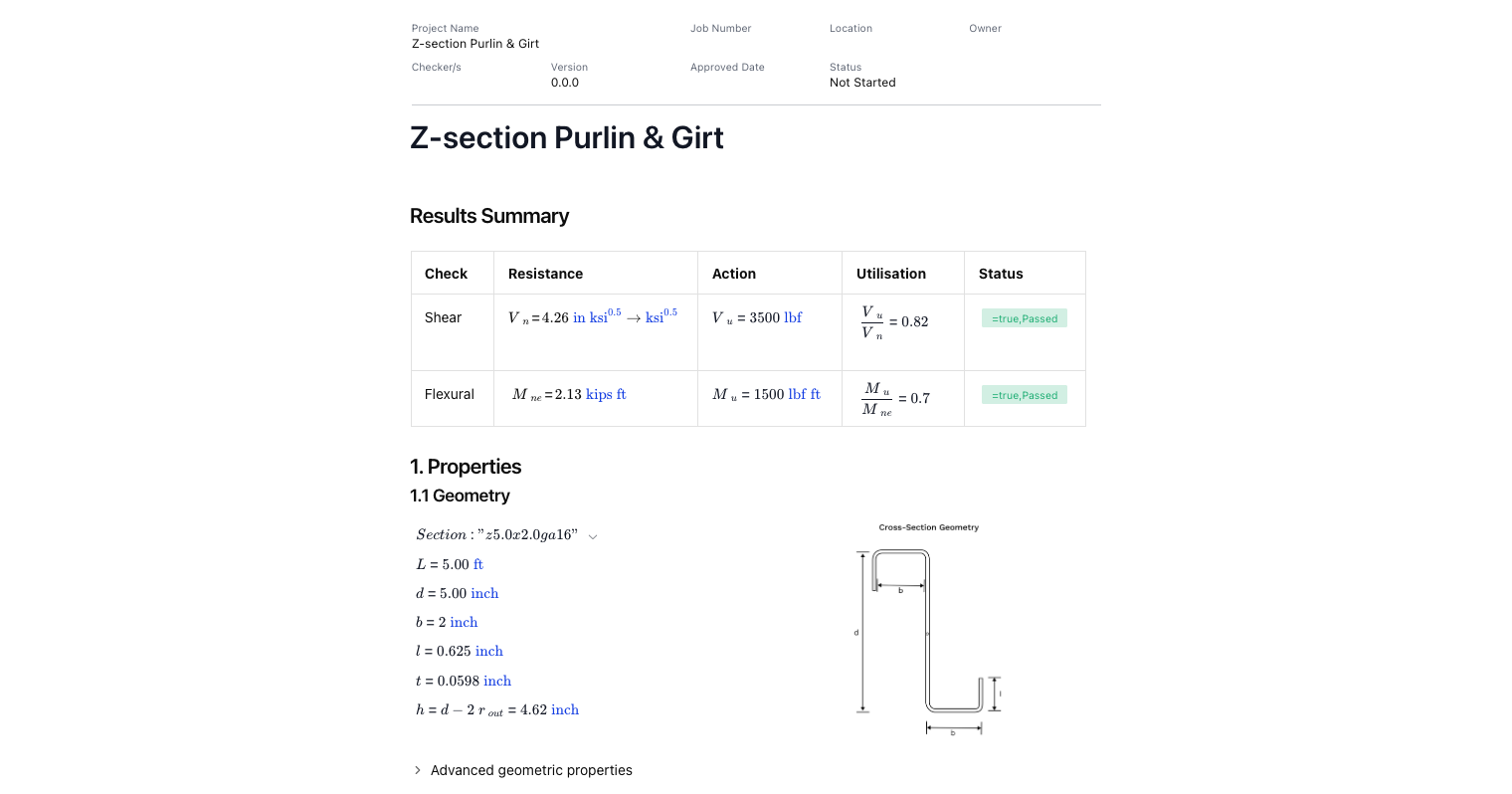Purlin & GIrt Design Calculator
