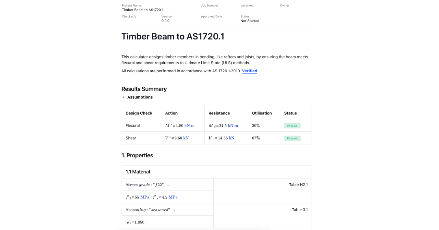 Timber Beam Design to AS1700