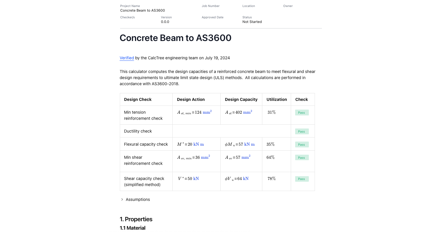 Concrete Beam Design to AS 3600