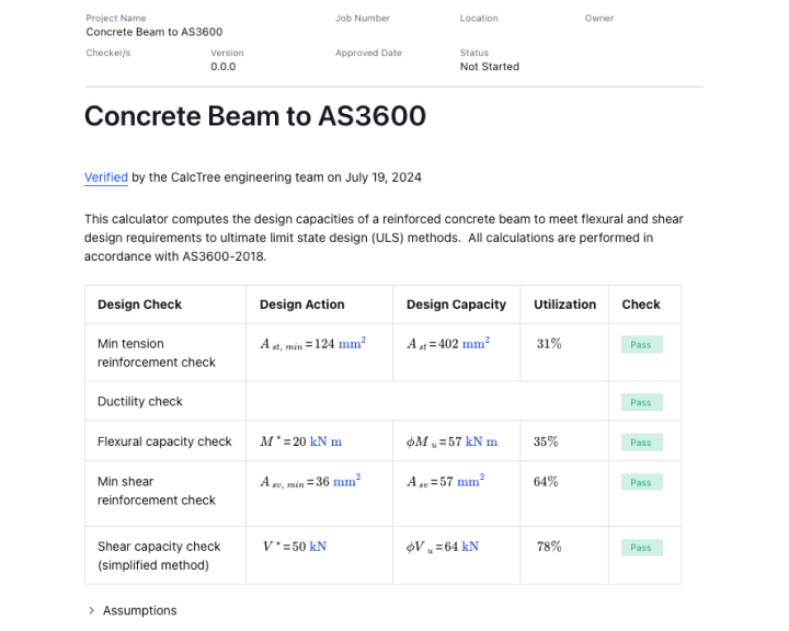 Concrete Beam Design to AS 3600