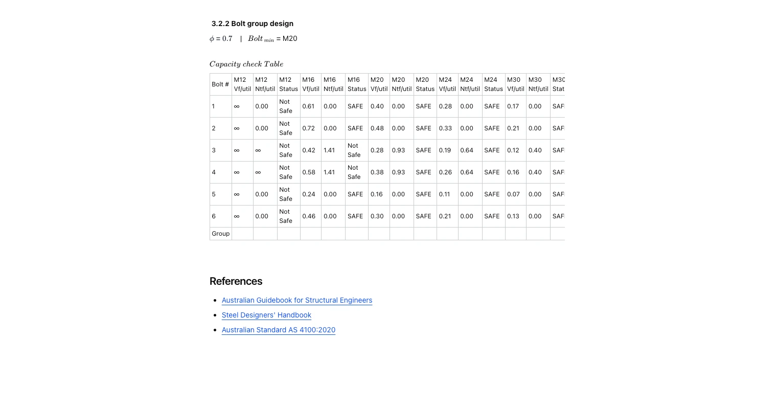 Bolt Group Calculator to AS 4100-2020