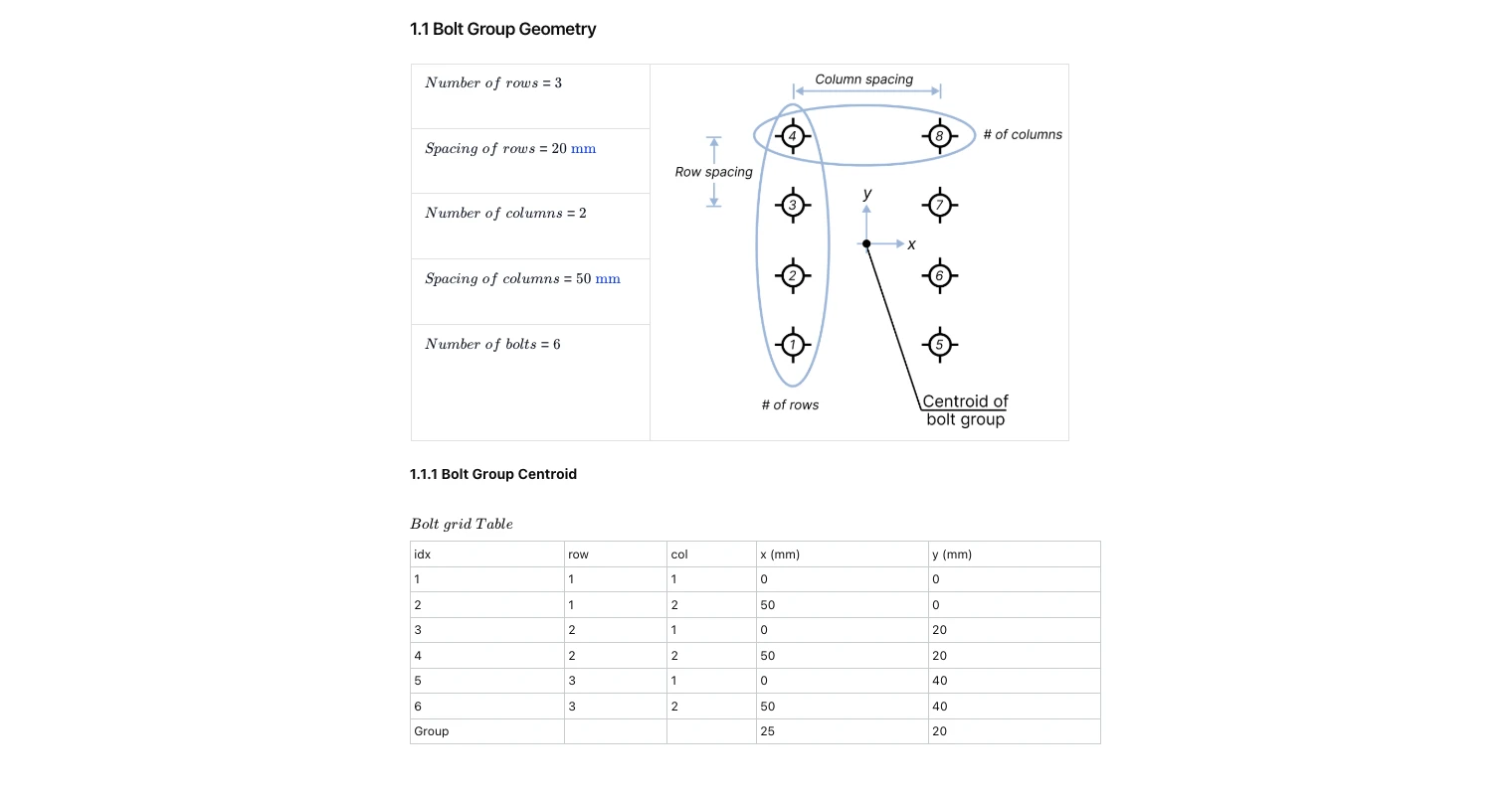 Bolt Group Calculator to AS 4100-2020