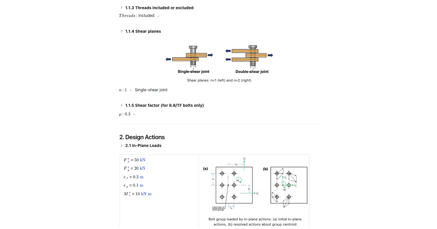 Bolt Group Calculator to AS 4100-2020