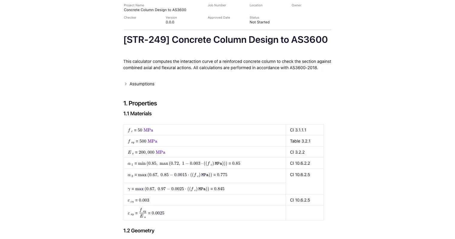 Concrete Column Design to AS 3600