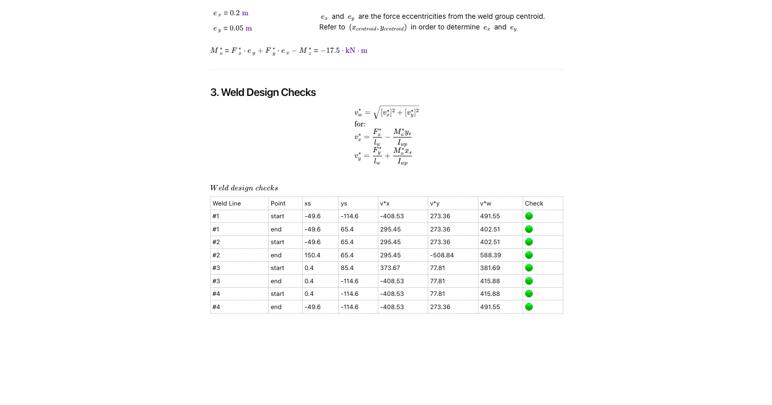 Fillet Weld Group Analysis to AS 4100:2020