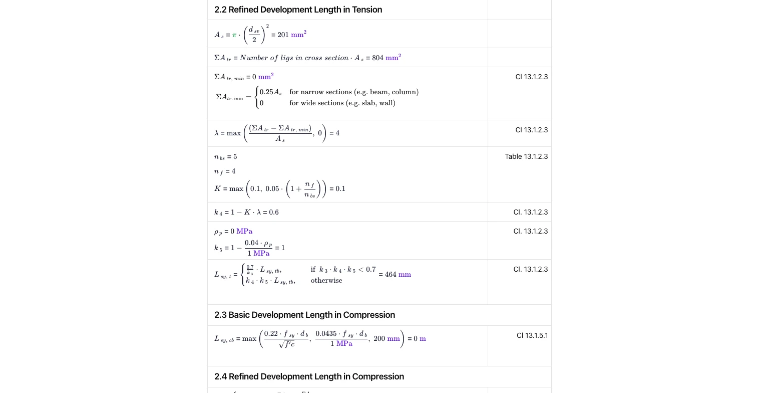 Reinforcement Development Length Calculator to AS 3600:2018