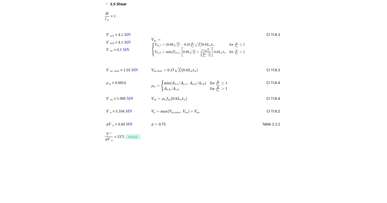 Concrete Shear Wall to AS3600