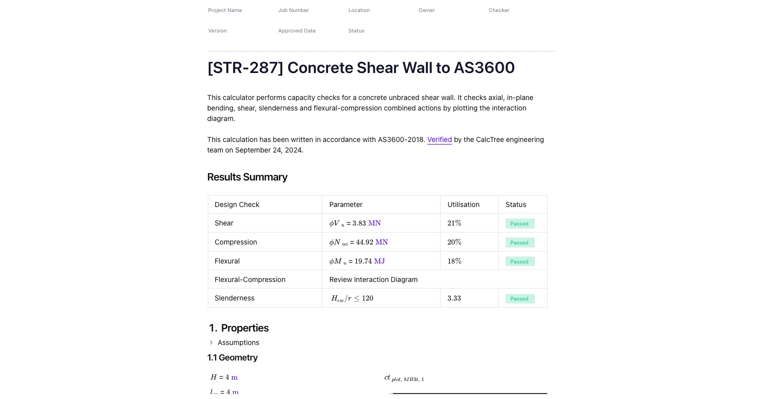 Concrete Shear Wall to AS3600