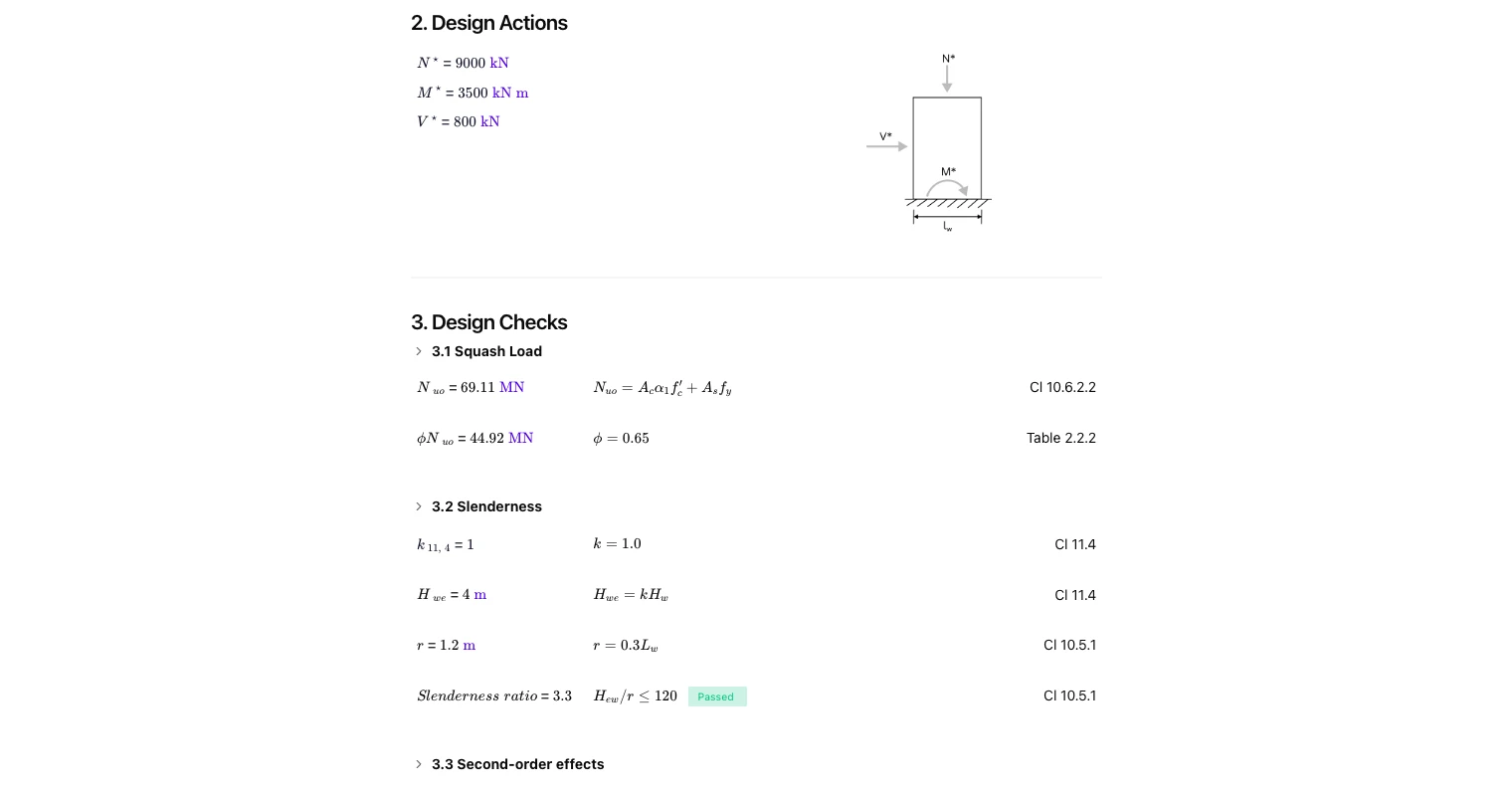 Concrete Shear Wall to AS3600