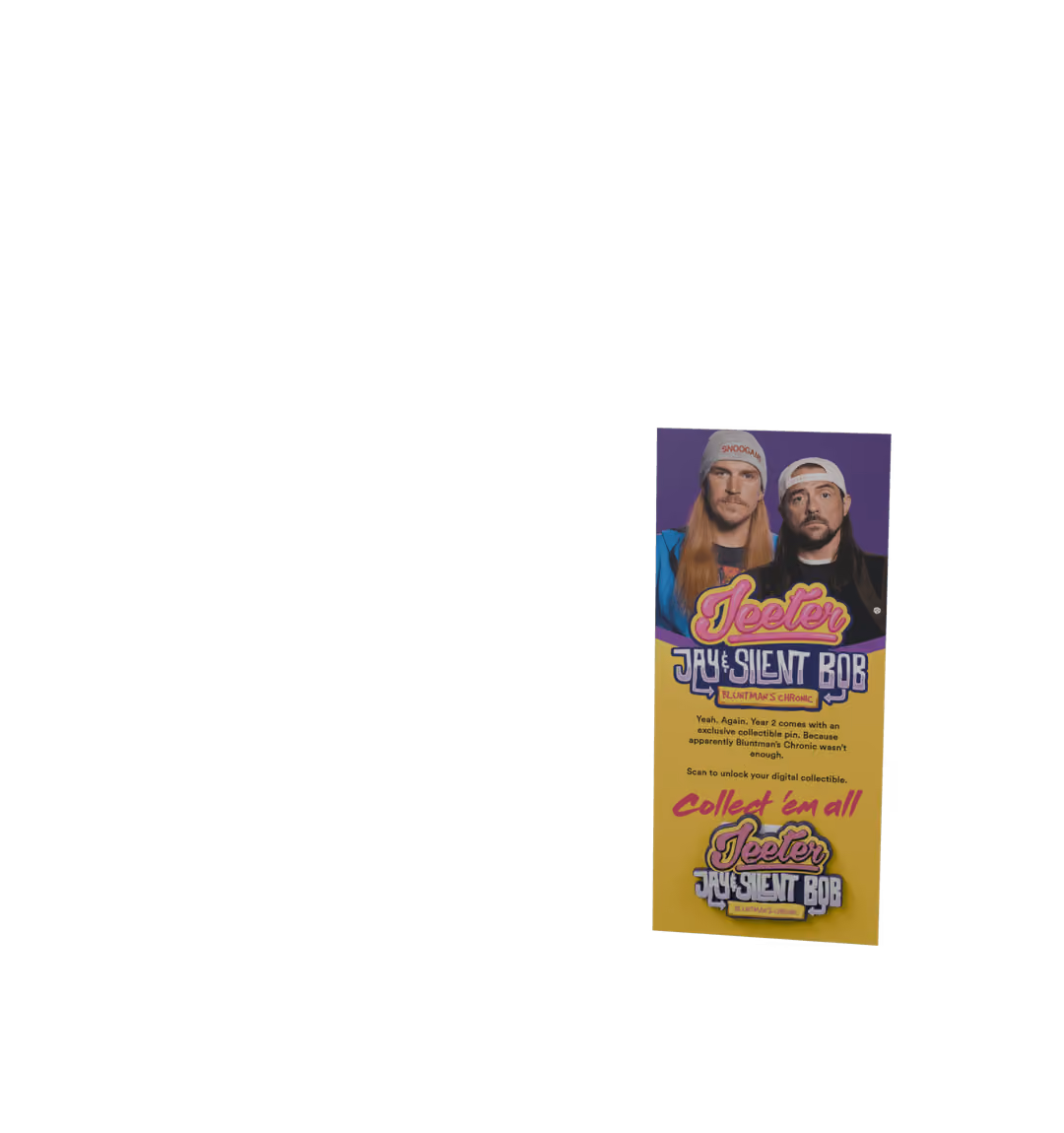 Bluntman's Chronic collectible card with the Jay and Silent Bob enamel pin
