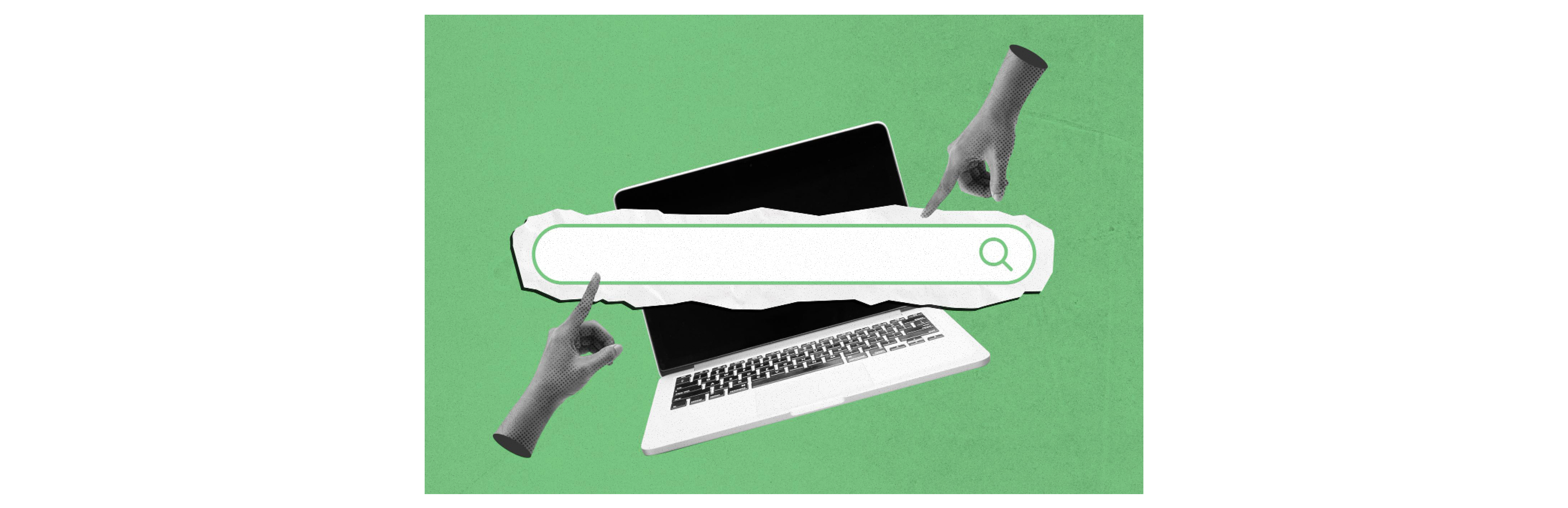 intento di ricerca: mani che indicano la search bar di Google