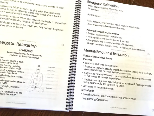 An open spiral bound yoga manual