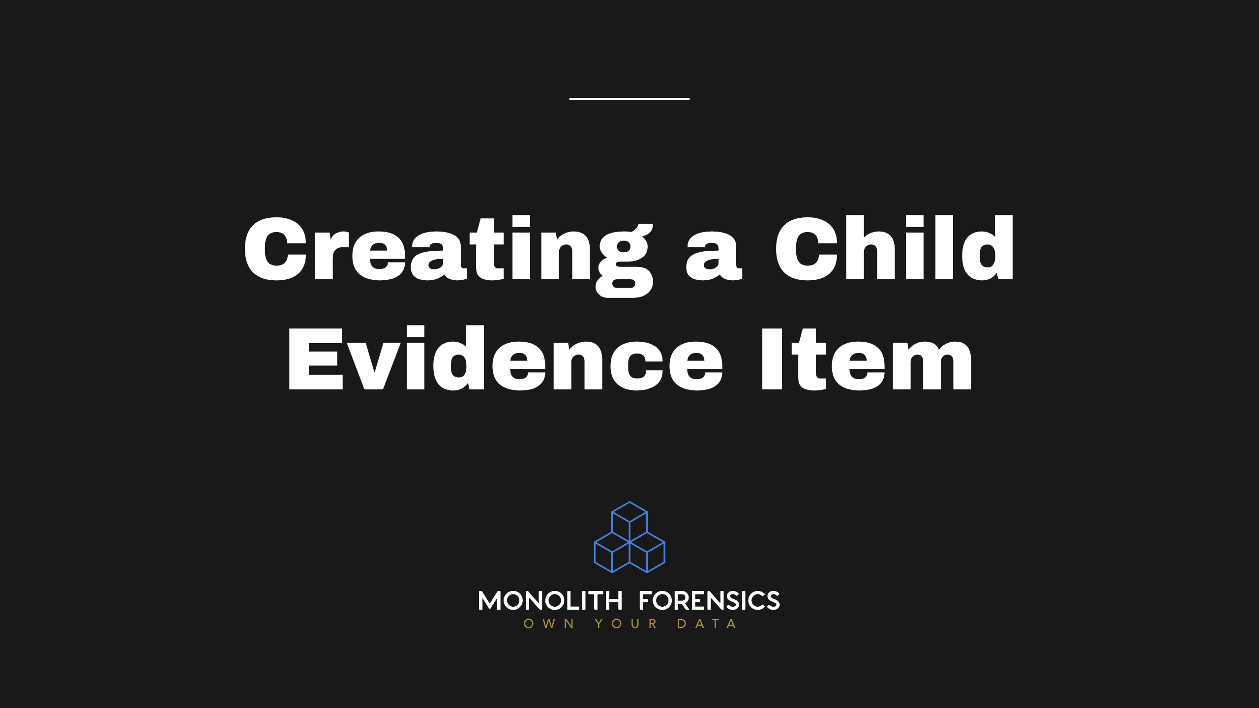 Creating a Child Evidence Item in Monolith