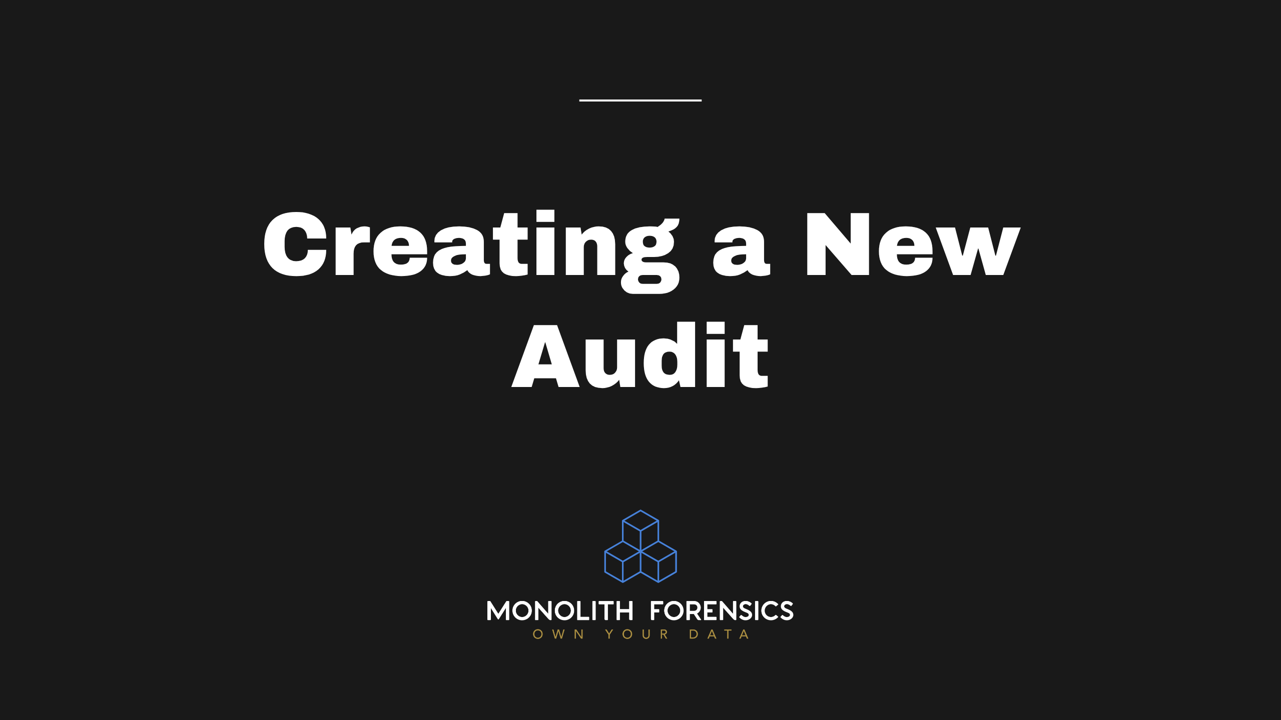 Creating a New Audit in Monolith