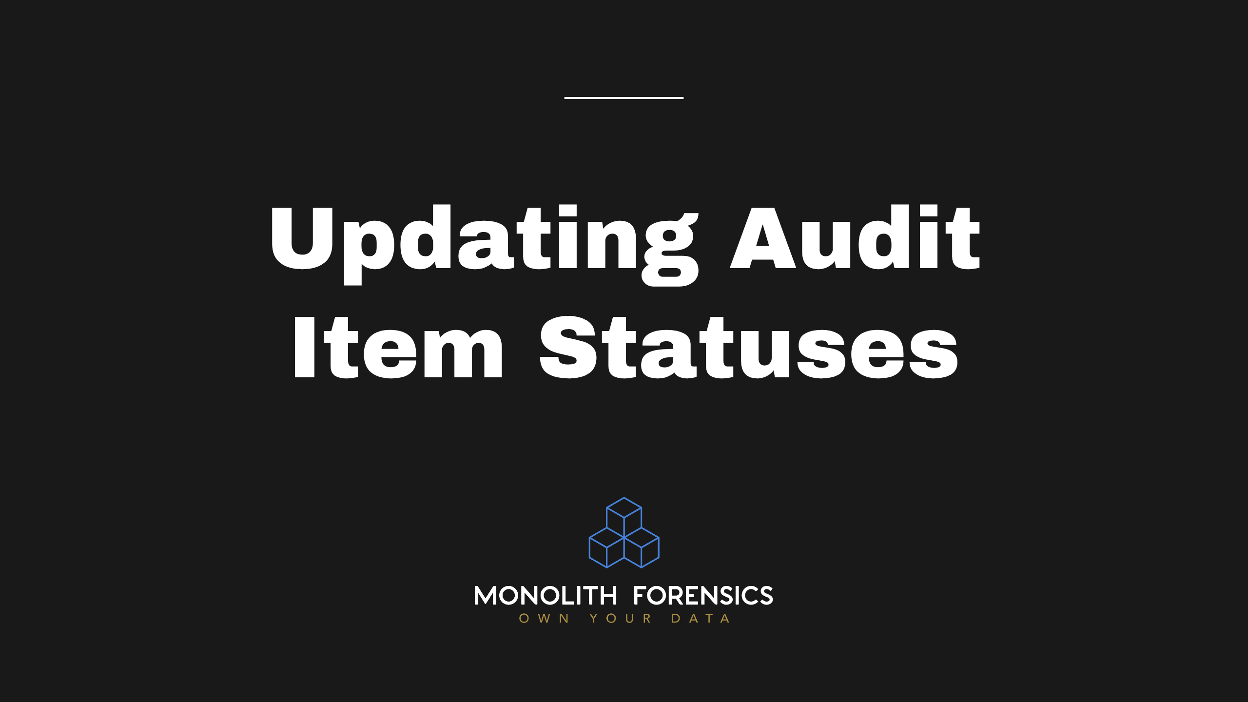 Updating Audit Item Statuses in Monolith Forensics