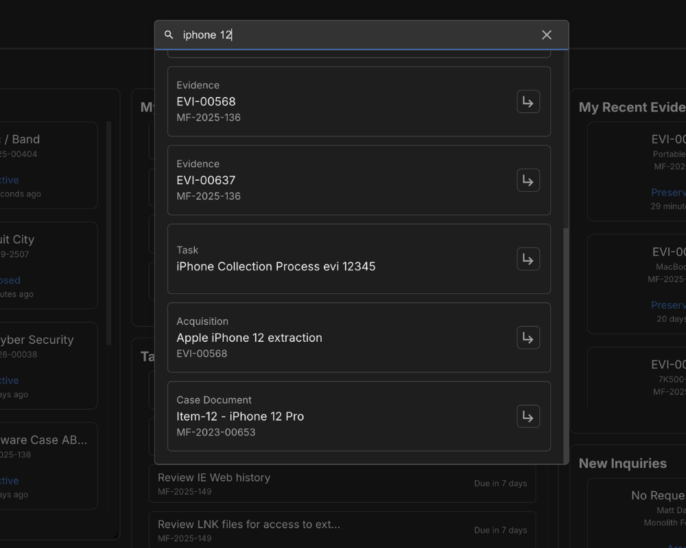 Global search and results inside of Monolith