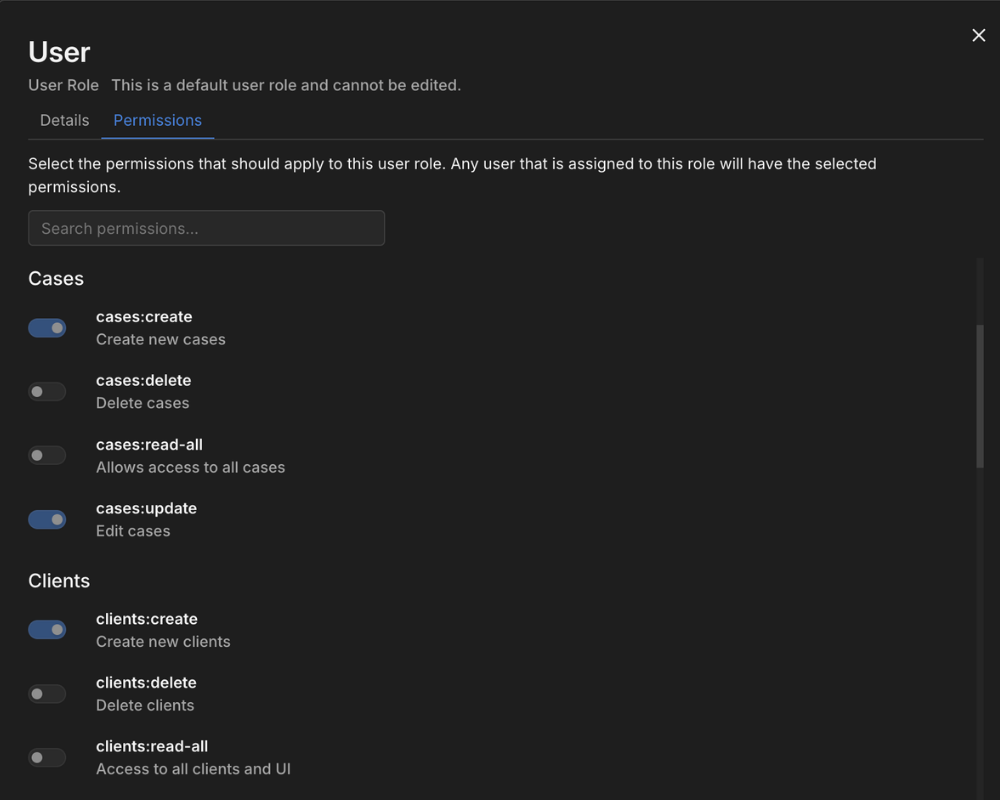 Role-based permissions inside of Monolith, with some capabilities turned off.
