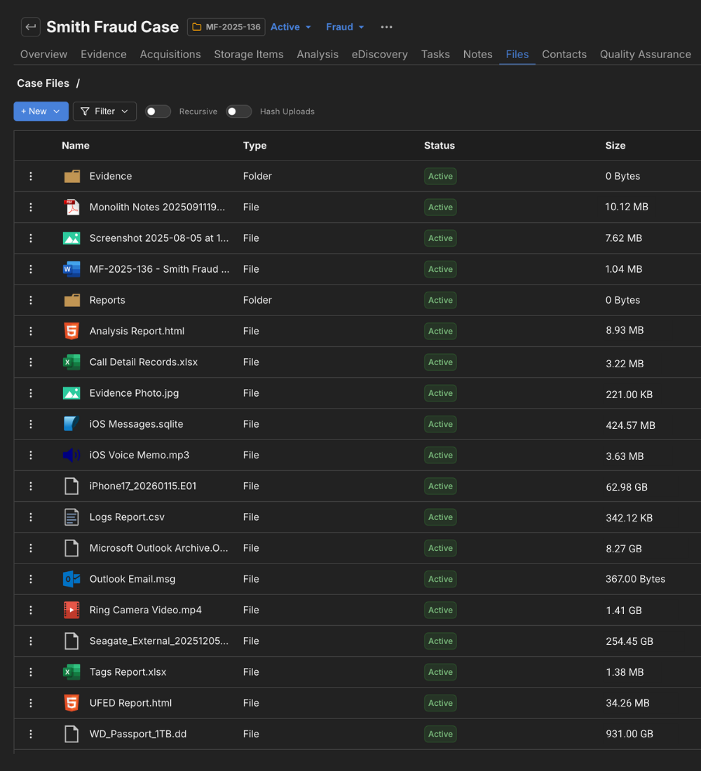 Monolith's case file management system