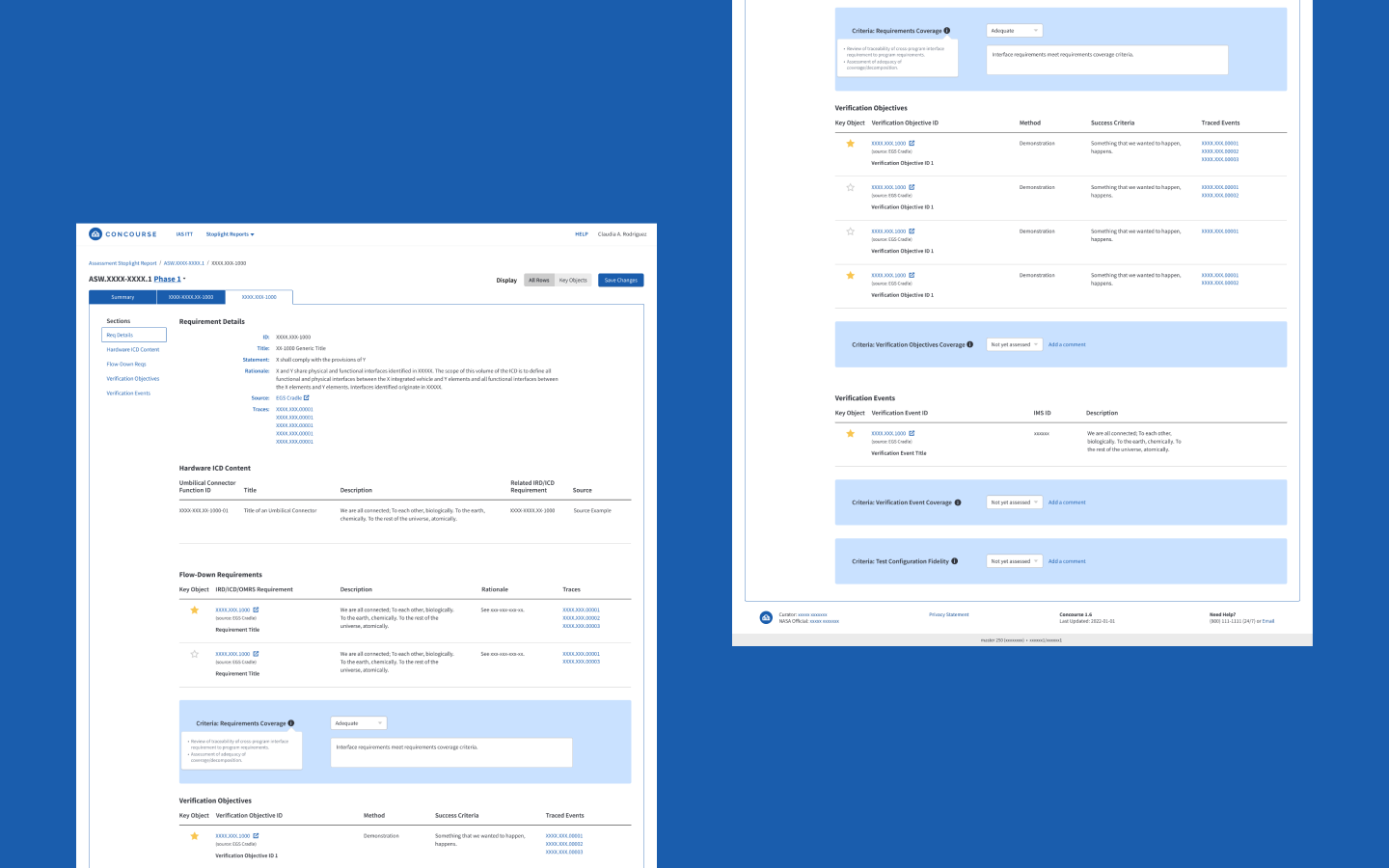 Image of a mockup of a Requirement data object page