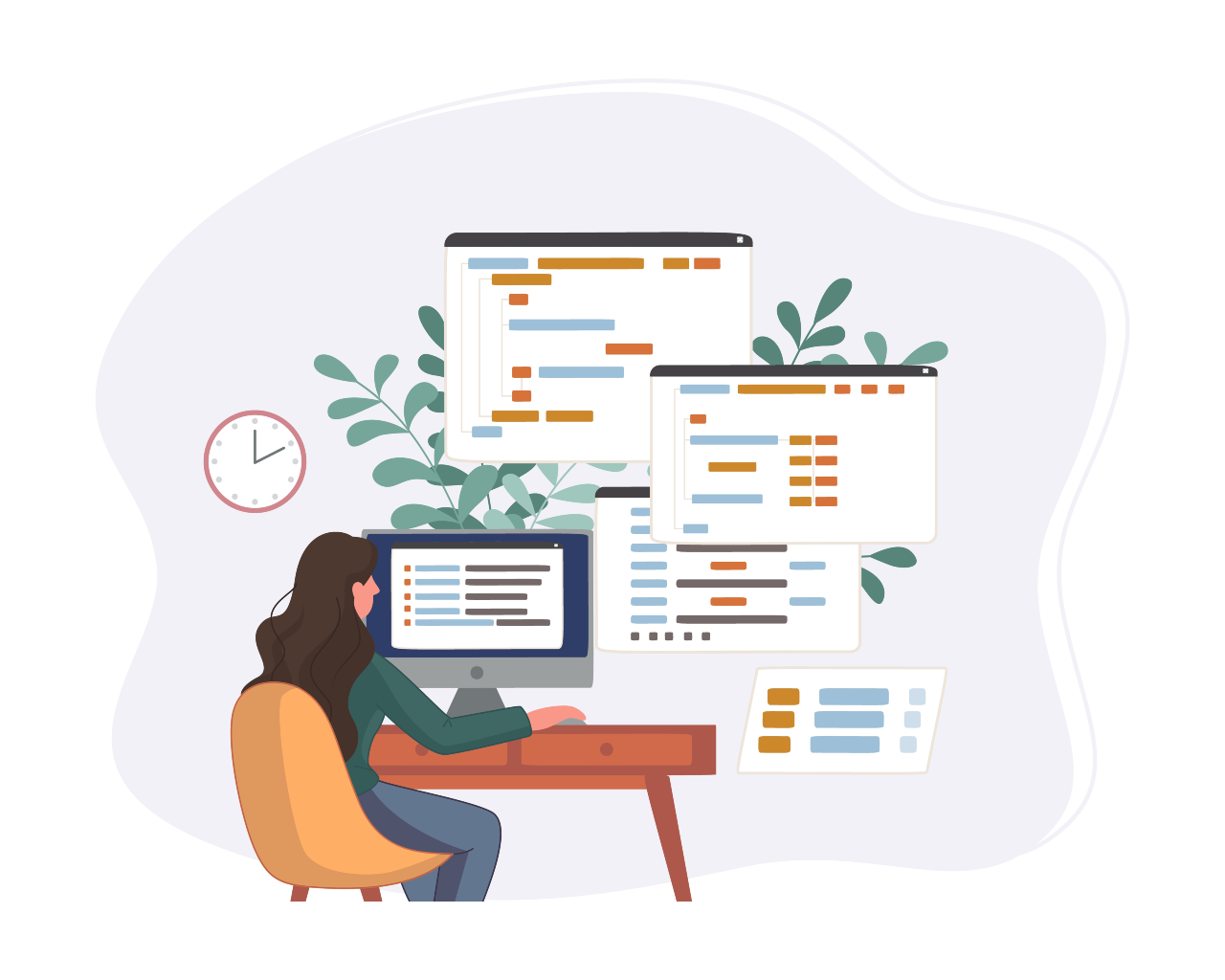 woman doing research on computer