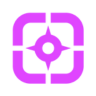 Abstract symmetrical icon with rounded corners and circular shapes in pink and purple gradient. Repreents the strategy execution simulation.