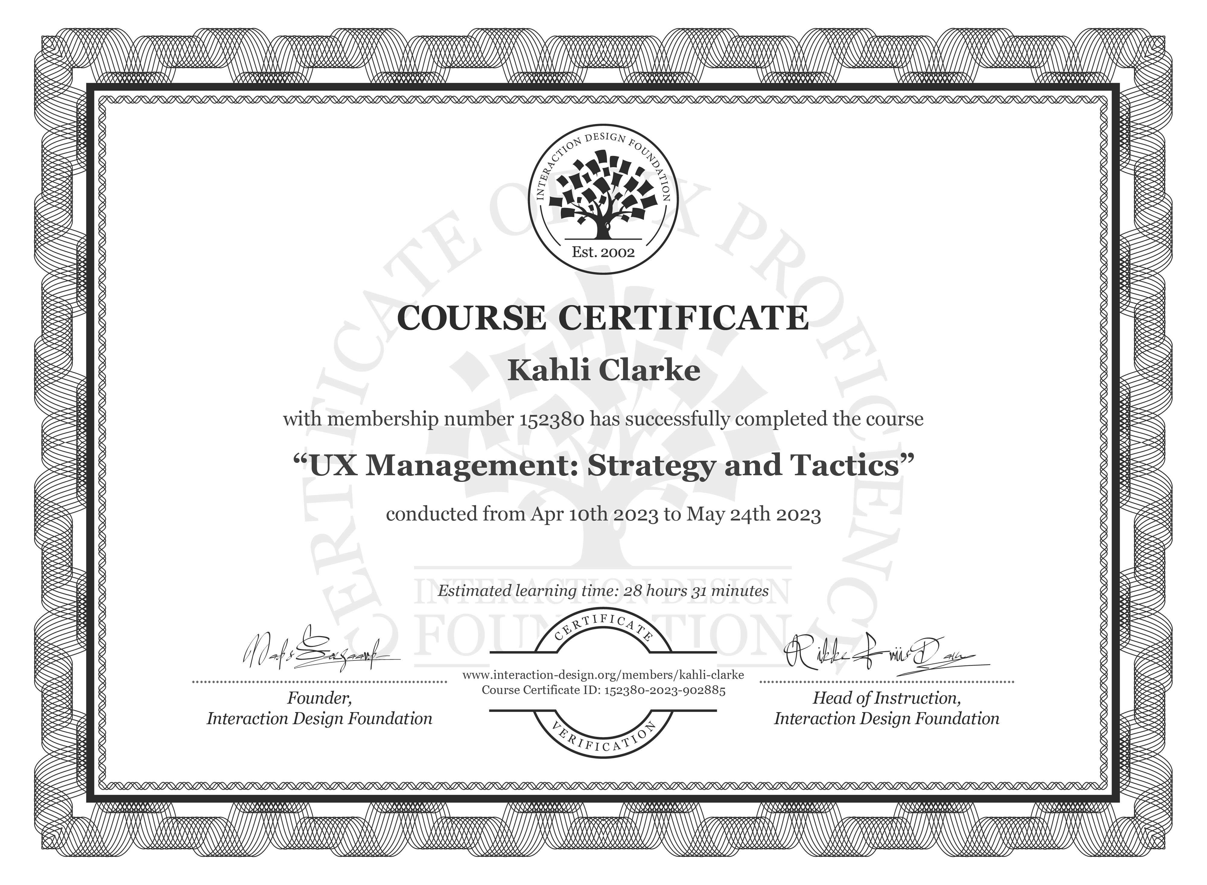 The Google UX Design Certificate issued by Coursera.