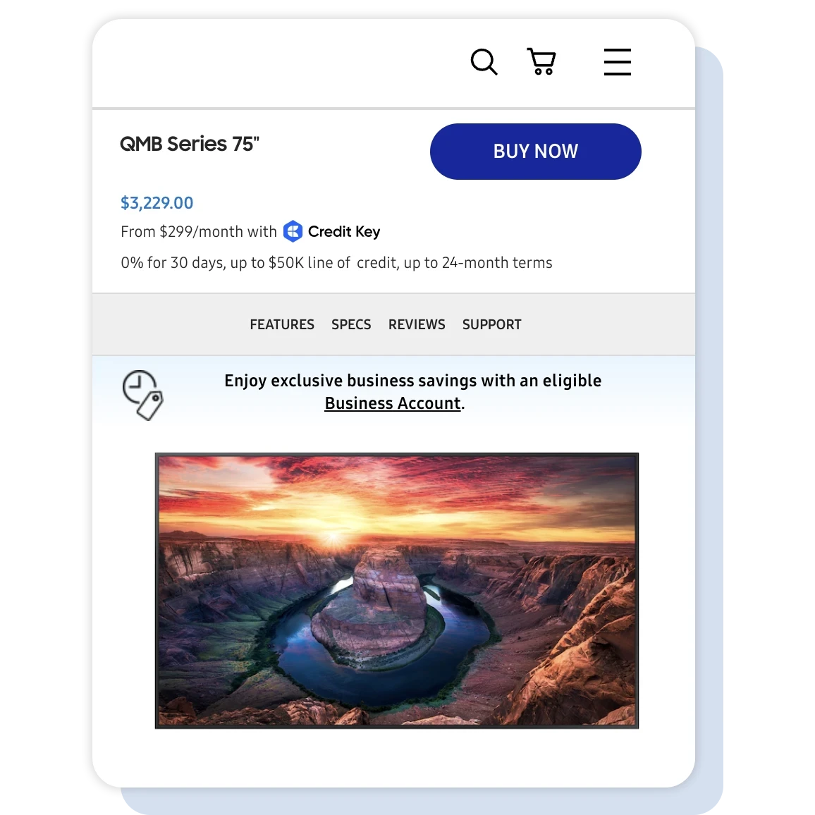 Website page on ecommerce website showing Credit Key product widget
