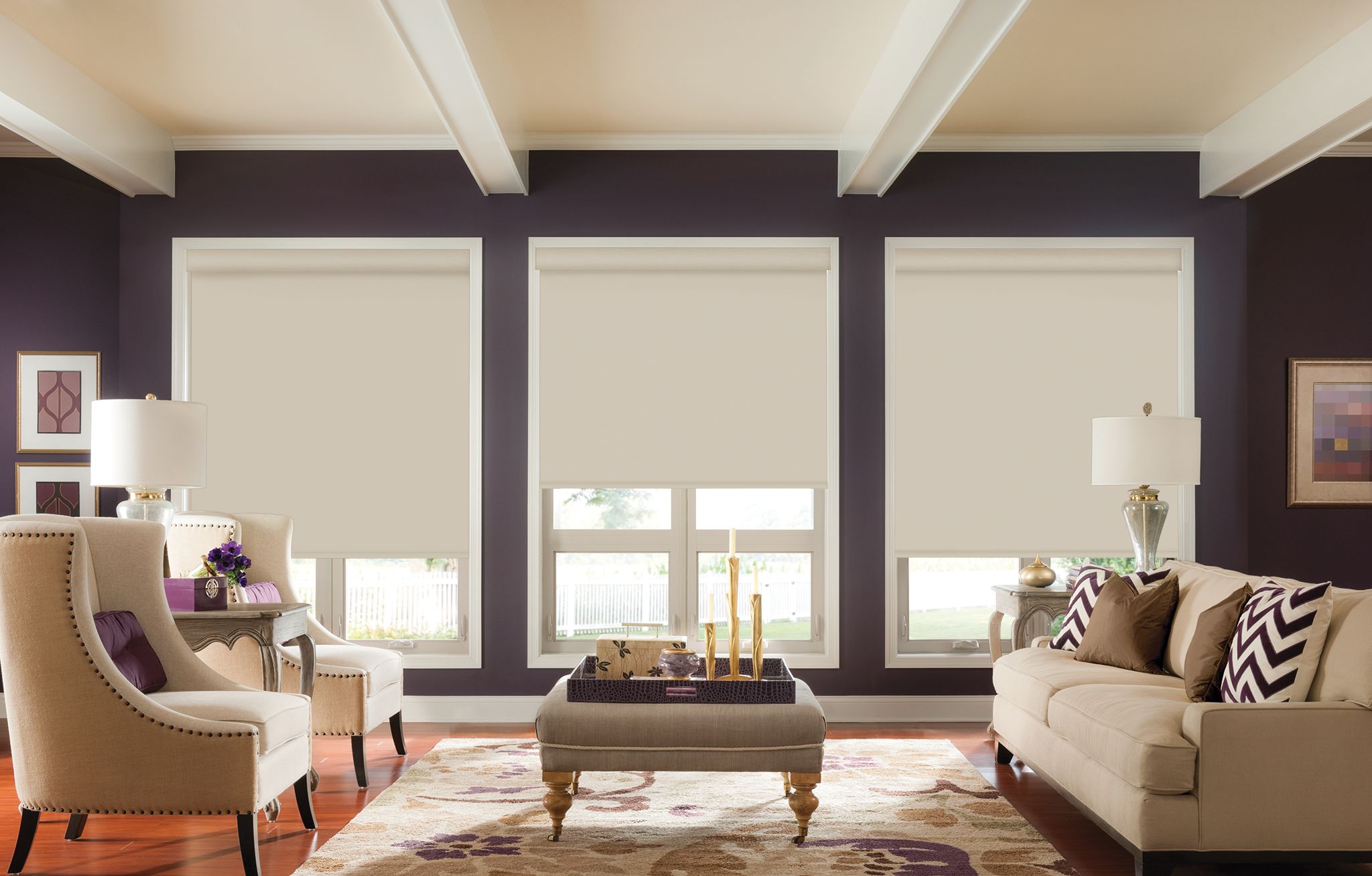 New construction home with custom roller shades