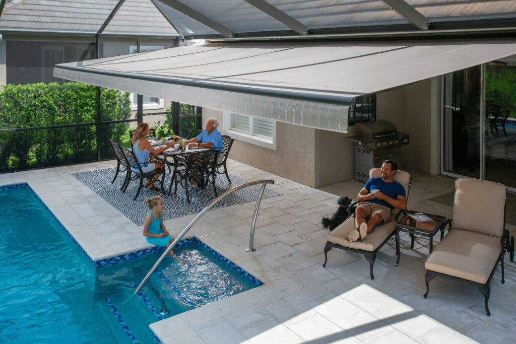 Awnings for poolside areas