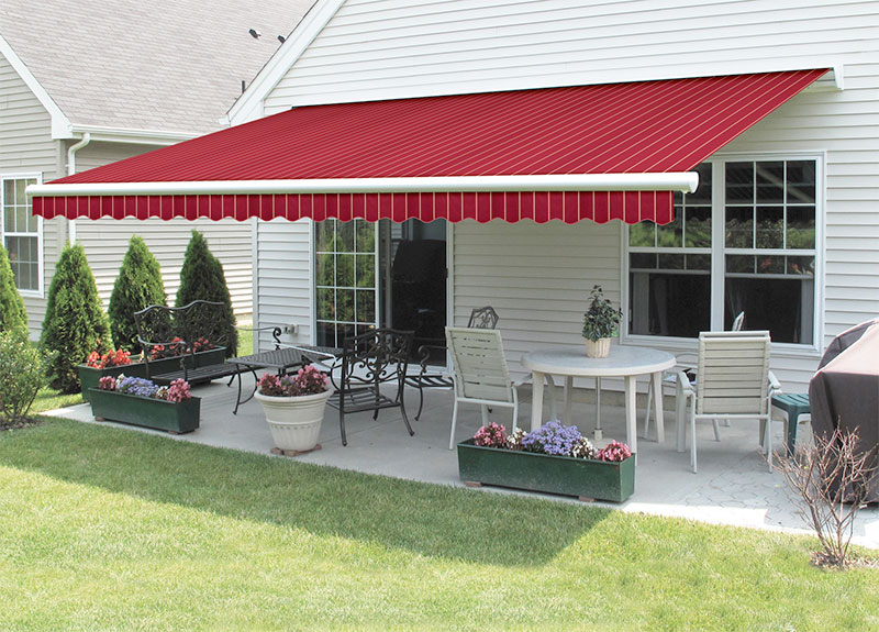 Retractable awning outdoor living space