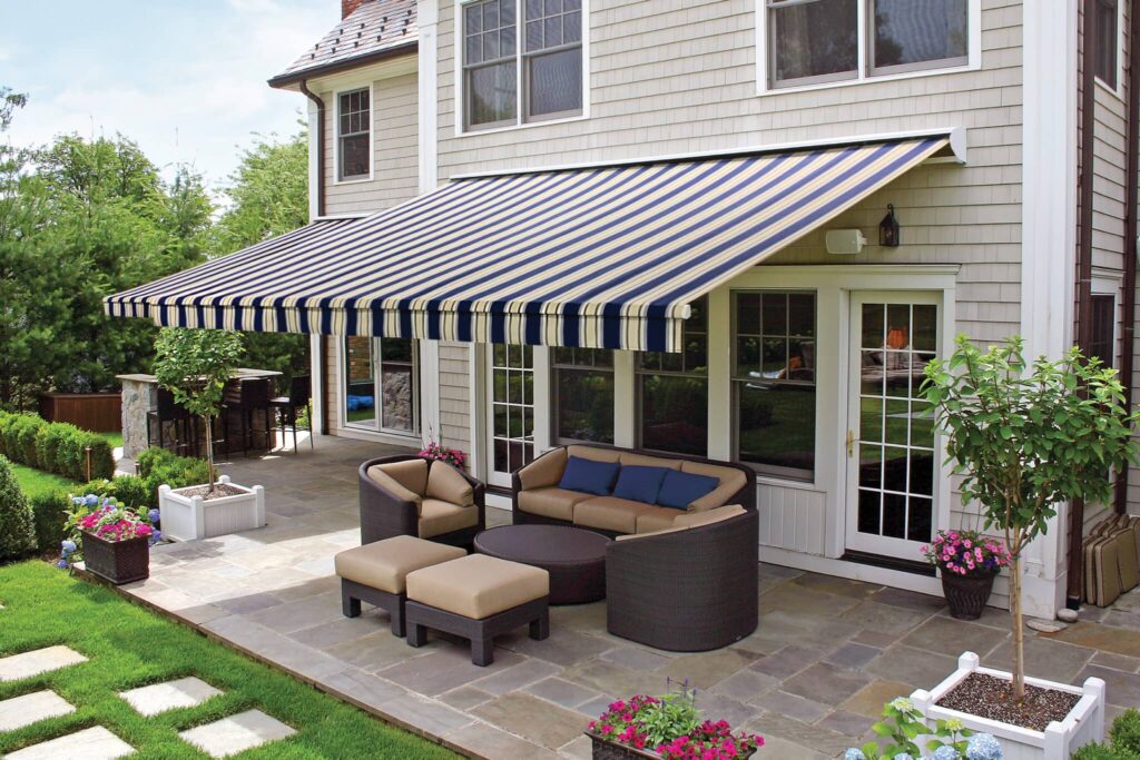 Custom retractable awning backyard shade