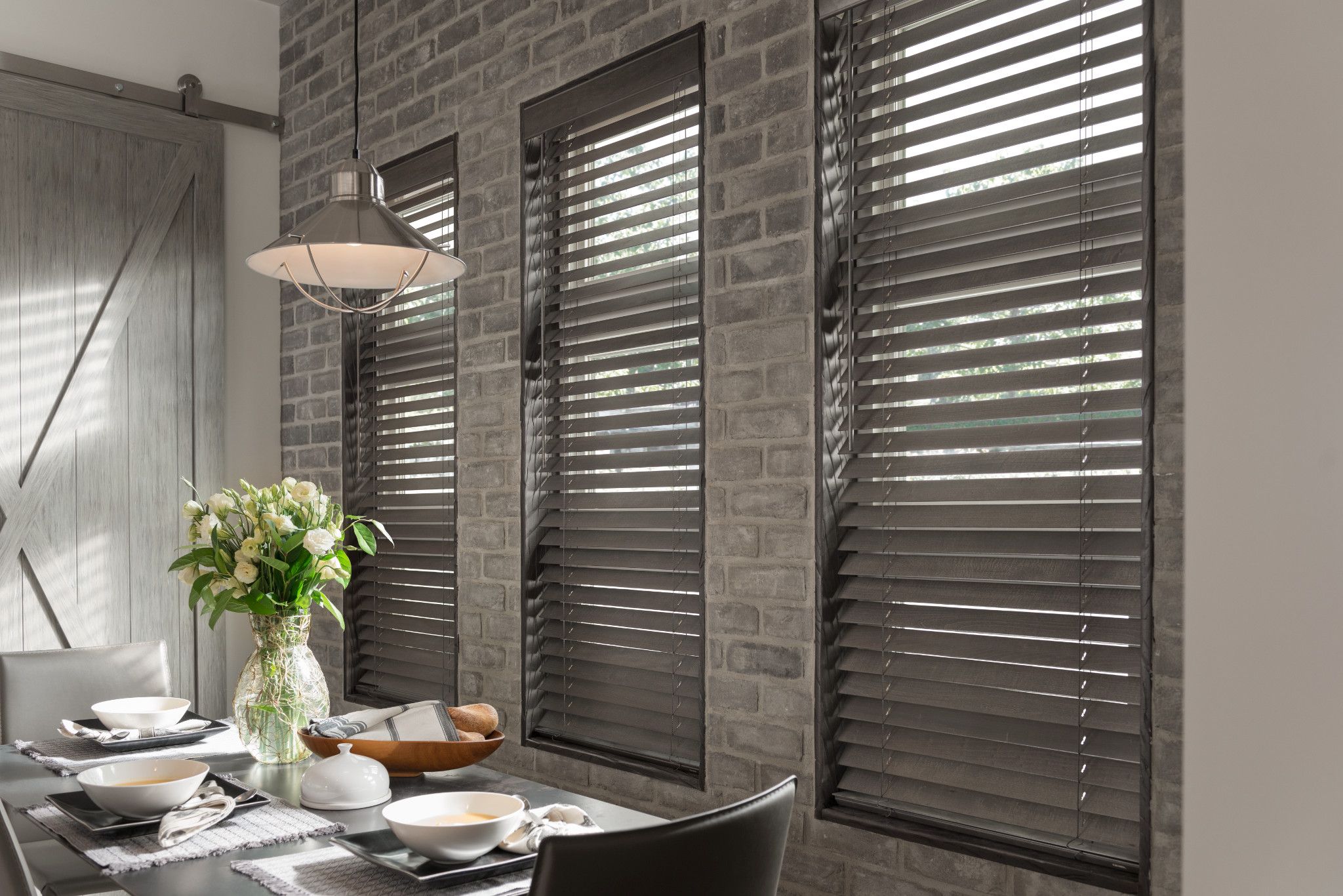 Custom horizontal wood blinds