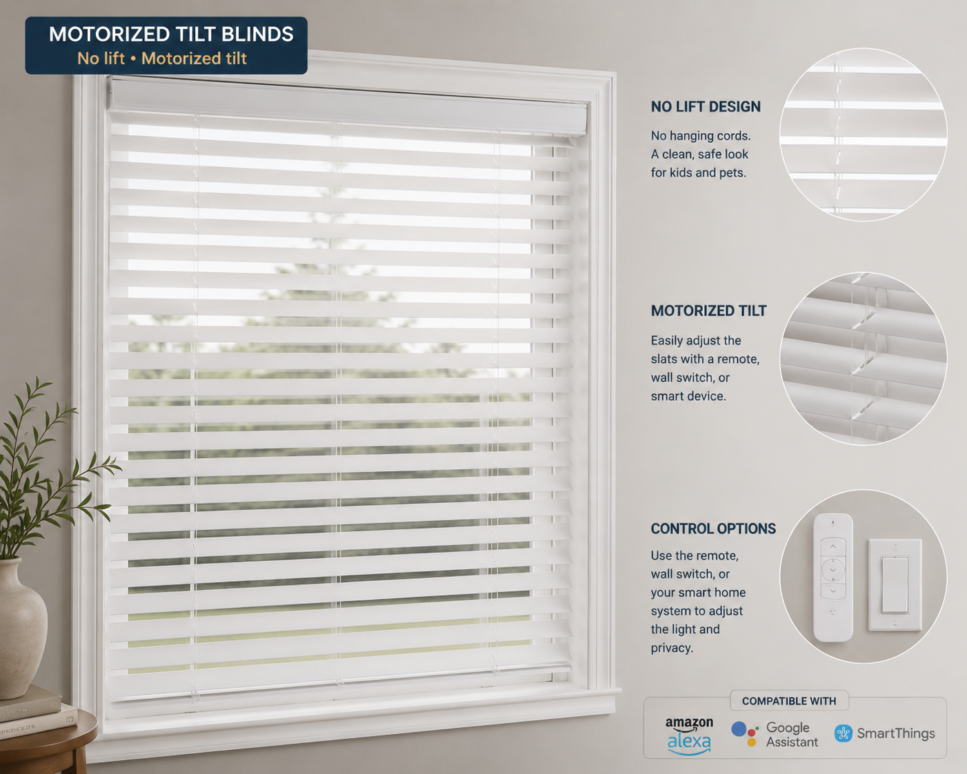 No lift with motorized tilt blinds