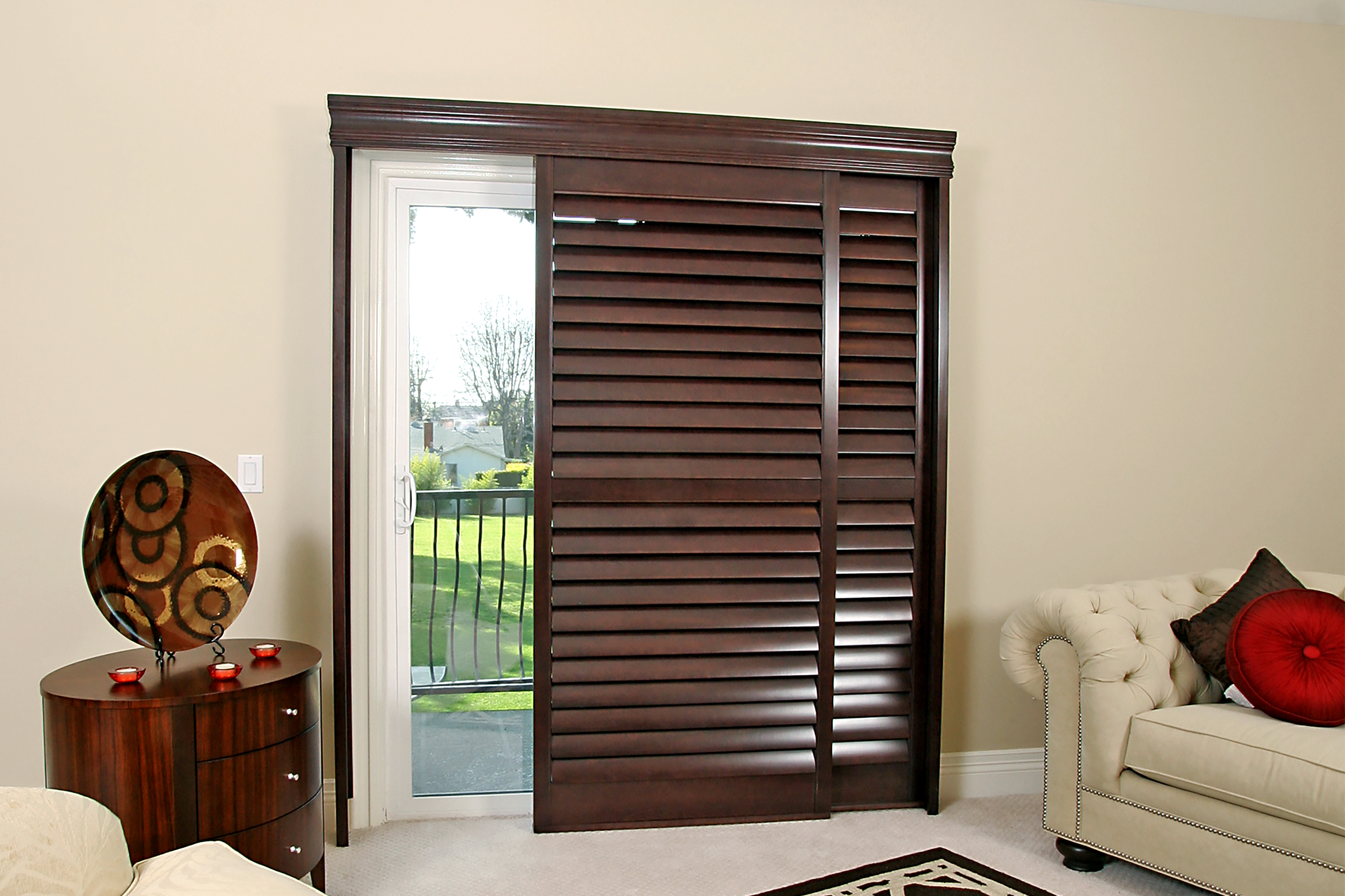 Bypass shutters for sliding doors and wide openings