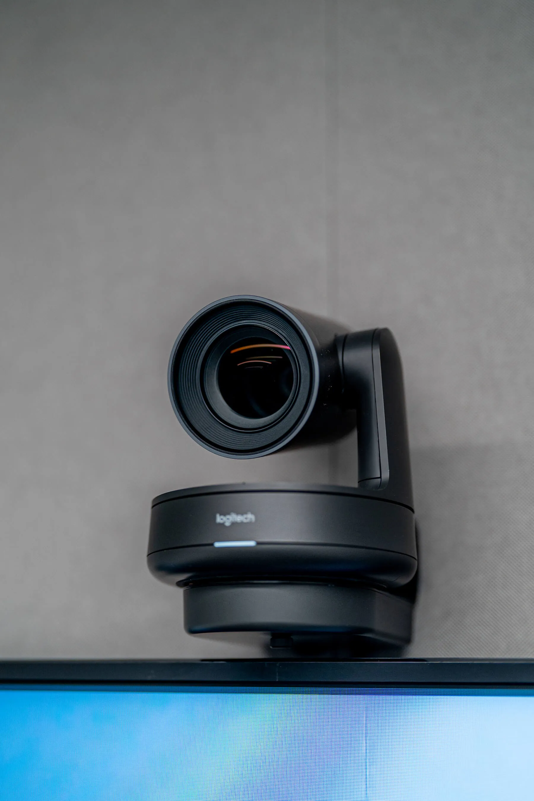 Conference camera mounted in a training room, part of AV design for training facilities