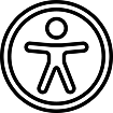 Black and white graphic of an eye with a flashlight illuminating the word 'ACCESSIBILITY'.