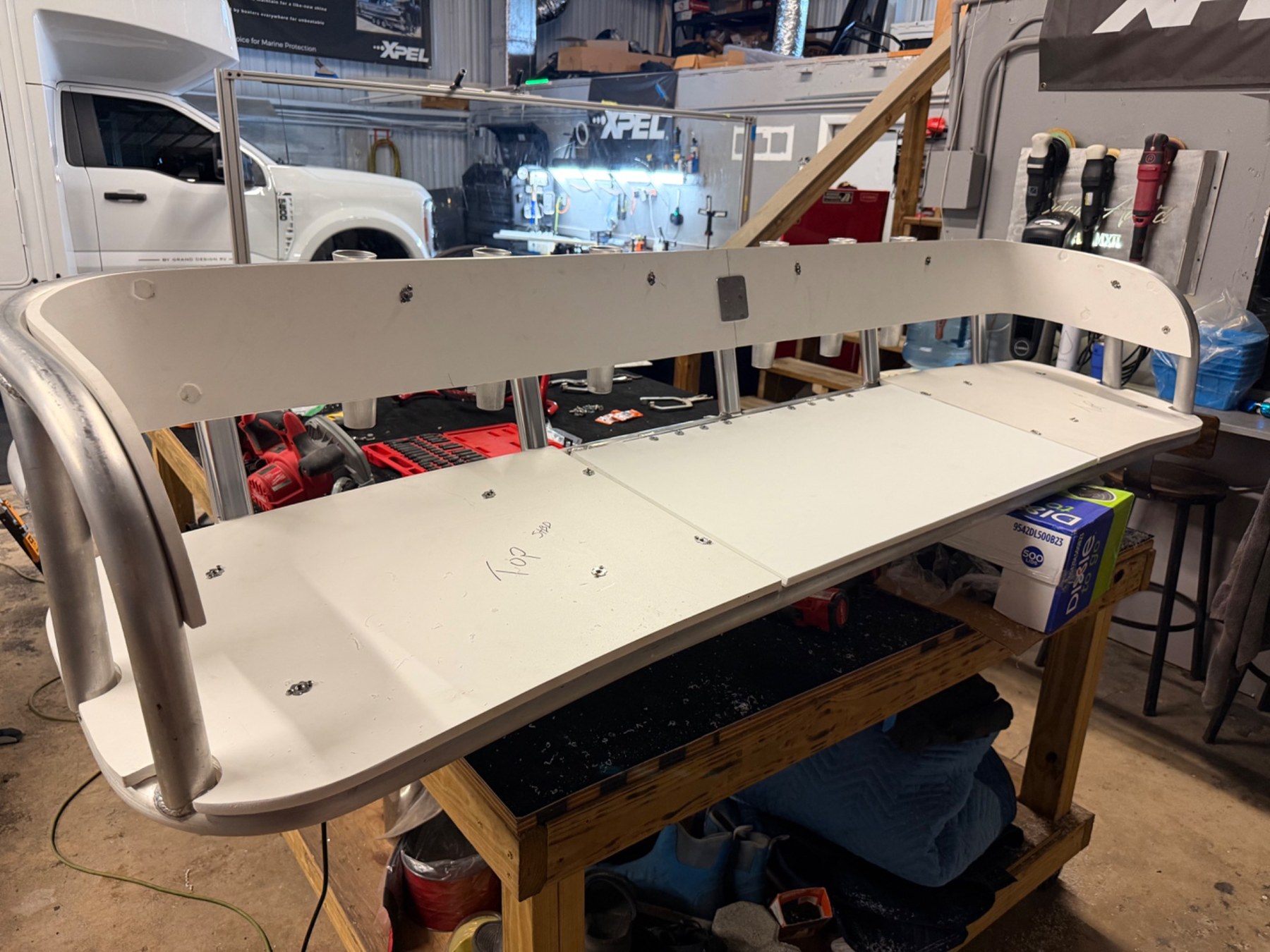 Custom bench fabrication detail
