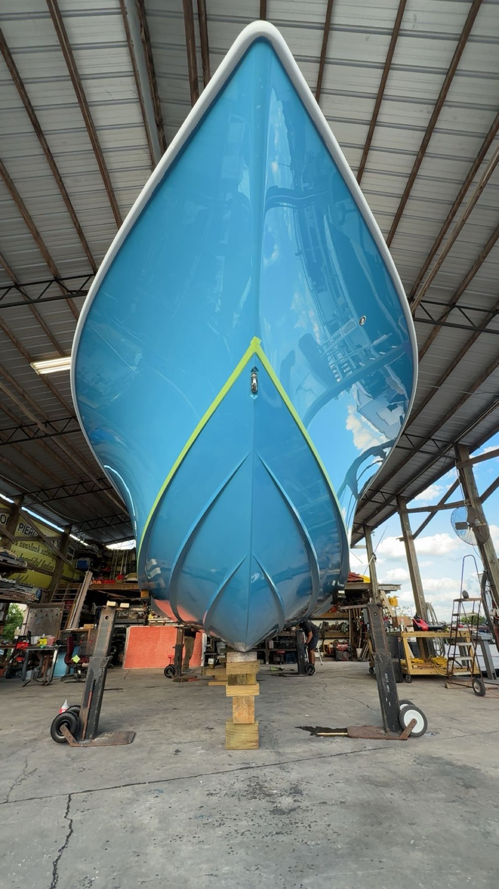 Blue hull underside and preparation