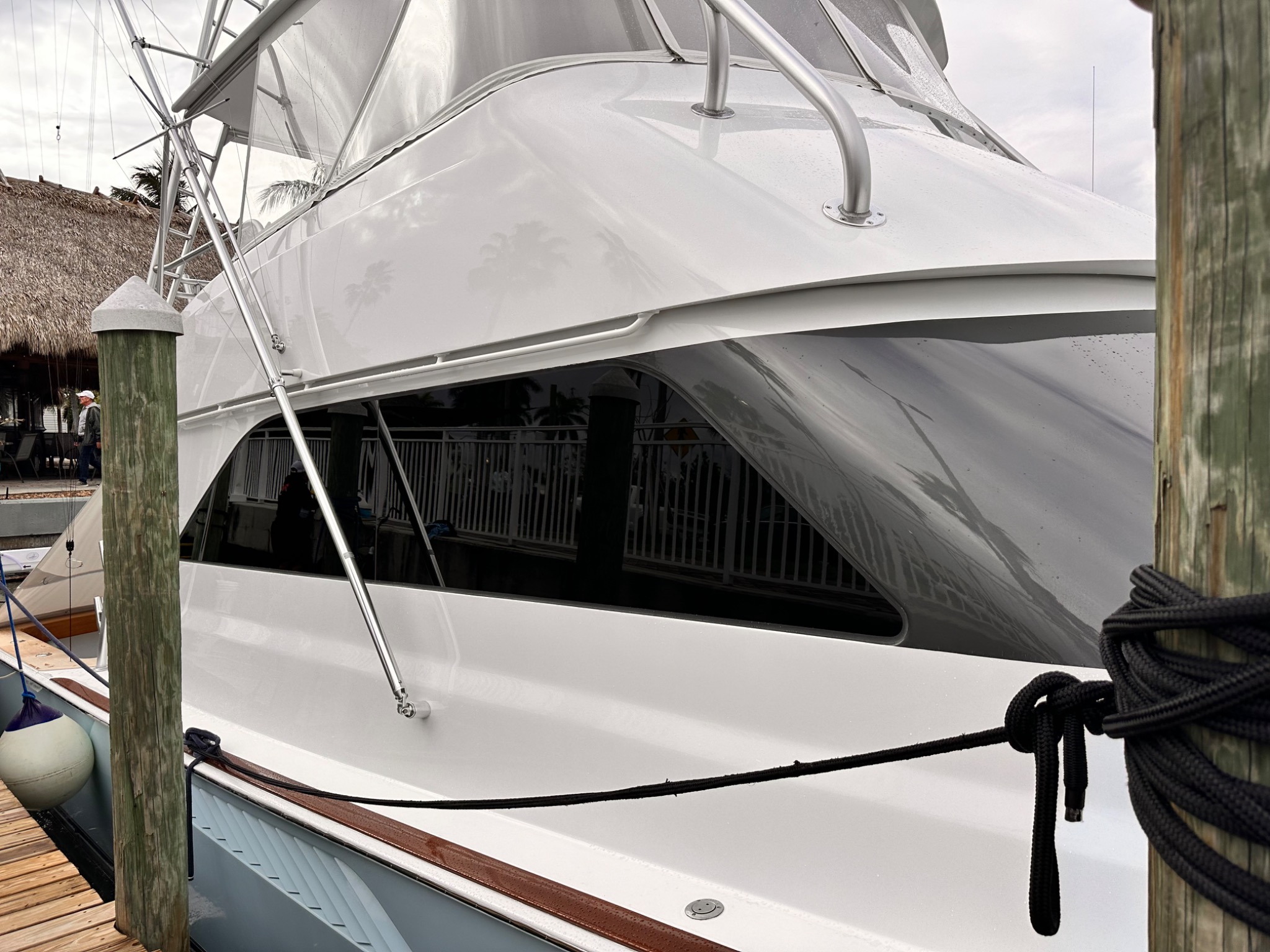 Marine window tint on a yacht at the marina