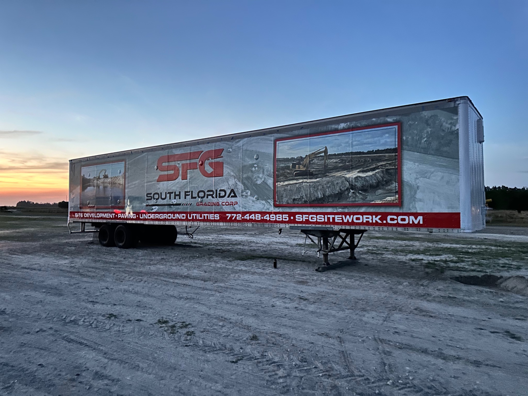 SFG South Florida Grading commercial trailer wrap