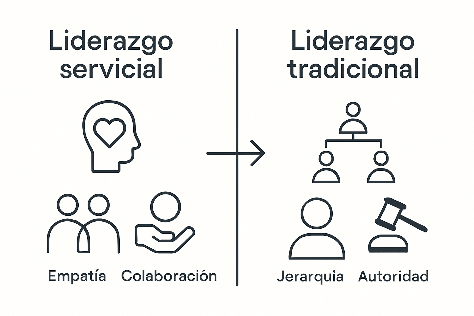 Infografía: diferencias clave entre el liderazgo servicial y el liderazgo tradicional