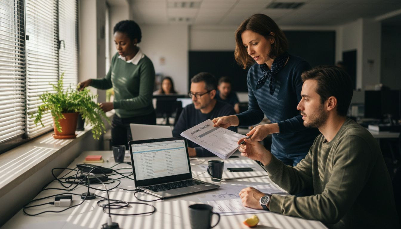 Trabajo en equipo en un espacio de trabajo flexible y adaptable