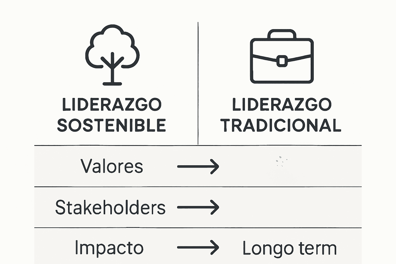 Infografía: diferencias clave entre el liderazgo sostenible y el liderazgo tradicional