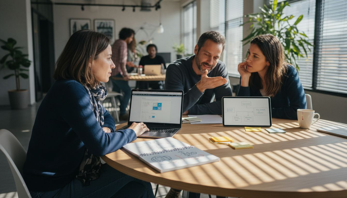 Un facilitador observa cómo el equipo colabora de manera informal